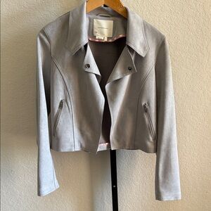 Anthropologie Faux Suede Gray Moto Jacket, NWOT Size M